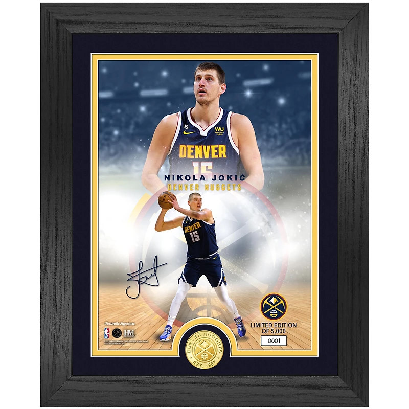 Highland Mint Nikola Jokic Denver Nuggets NBA Player 13" x 16" Bronze Coin Photo Mint