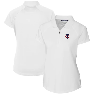 Women's Cutter & Buck White Minnesota Twins DryTec Forge Stretch Polo