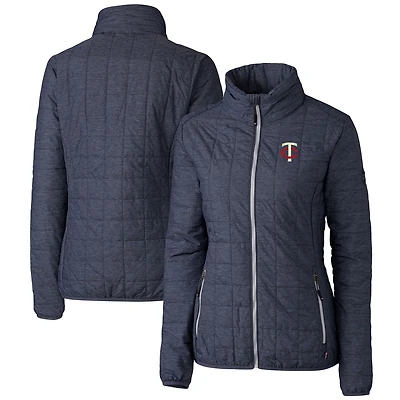 Women's Cutter & Buck Heather Navy Minnesota Twins Rainier PrimaLoft Eco Insulated Puffer Full-Zip Jacket