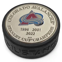 Colorado Avalanche Three-Time Stanely Cup Champions Medallion Puck