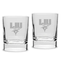LIU Sharks 11.75oz. Two-Piece Luigi Bormioli Square Double Old Fashion Glasses Set
