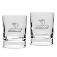 Lindenwood Lions 11.75oz. Two-Piece Luigi Bormioli Square Double Old Fashion Glasses Set
