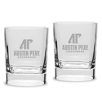Austin Peay State Governors 11.75oz. Two-Piece Luigi Bormioli Square Double Old Fashion Glasses Set
