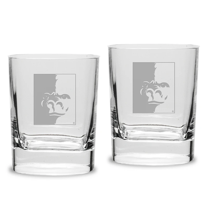 Pittsburg State Gorillas 11.75oz. Two-Piece Luigi Bormioli Square Double Old Fashion Glasses Set