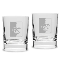 Pittsburg State Gorillas 11.75oz. Two-Piece Luigi Bormioli Square Double Old Fashion Glasses Set
