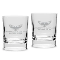 Maryland Eastern Shore Hawks 11.75oz. Two-Piece Luigi Bormioli Square Double Old Fashion Glasses Set