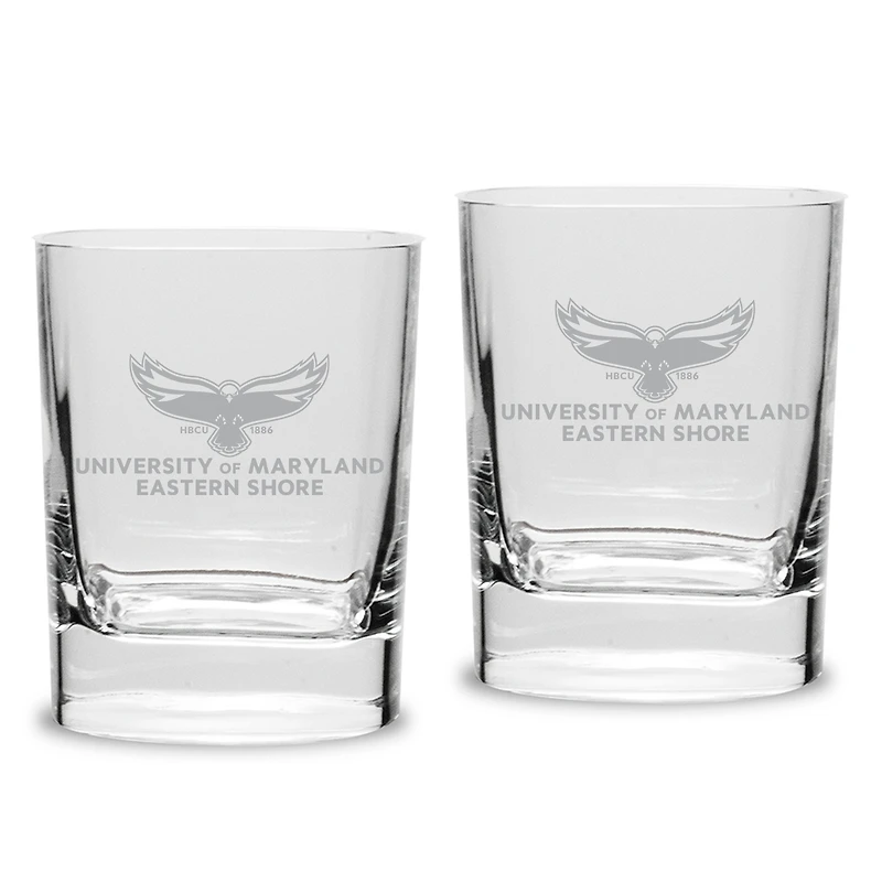 Maryland Eastern Shore Hawks 11.75oz. Two-Piece Luigi Bormioli Square Double Old Fashion Glasses Set