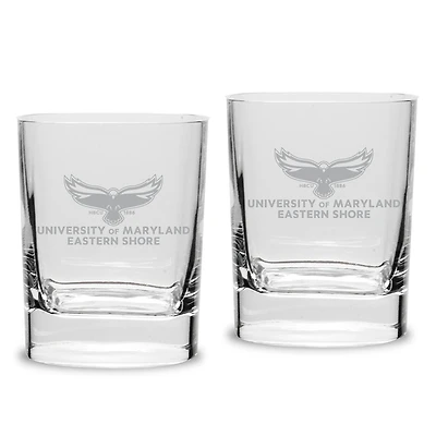 Maryland Eastern Shore Hawks 11.75oz. Two-Piece Luigi Bormioli Square Double Old Fashion Glasses Set