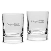 Oregon Tech Hustlin' Owls 11.75oz. Two-Piece Luigi Bormioli Square Double Old Fashion Glasses Set