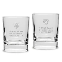 Notre Dame of Maryland Gators 11.75oz. Two-Piece Luigi Bormioli Square Double Old Fashion Glasses Set