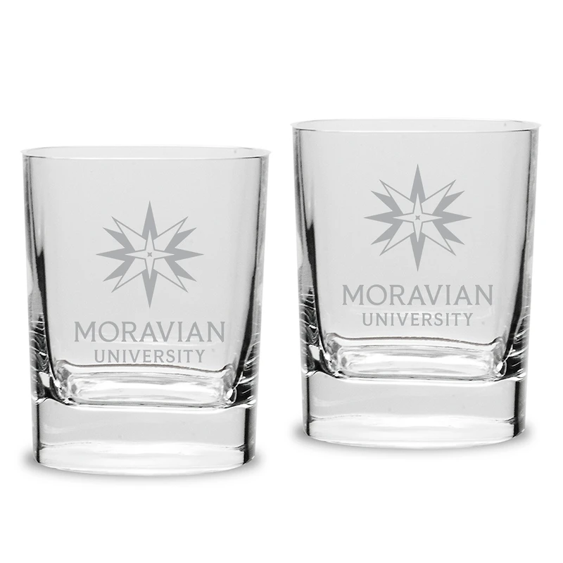 Moravian Greyhounds 11.75oz. Two-Piece Luigi Bormioli Square Double Old Fashion Glasses Set