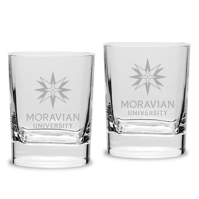 Moravian Greyhounds 11.75oz. Two-Piece Luigi Bormioli Square Double Old Fashion Glasses Set