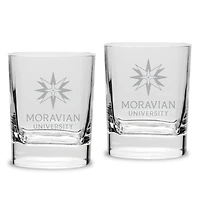 Moravian Greyhounds 11.75oz. Two-Piece Luigi Bormioli Square Double Old Fashion Glasses Set