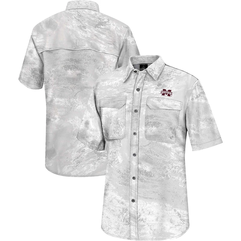 Men's Colosseum  White Mississippi State Bulldogs Realtree Aspect Charter Full-Button Fishing Shirt