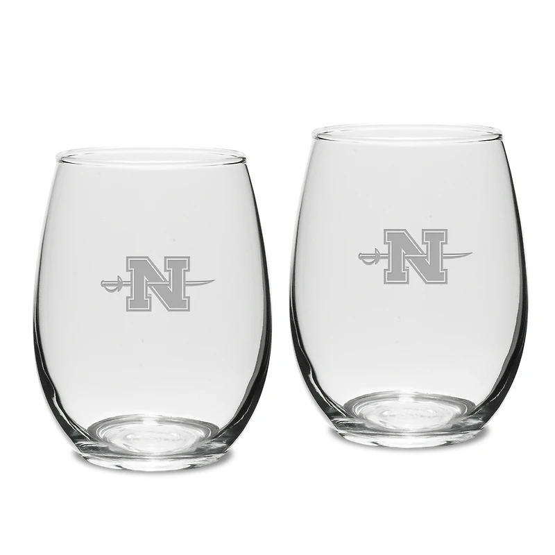 Nicholls State Colonels Team Design Two-Piece 15oz. Stemless Wine Glass Set