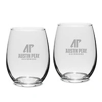 Austin Peay State Governors Team Design Two-Piece 15oz. Stemless Wine Glass Set