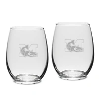 Muskingum Muskies Team Logo Two-Piece 15oz. Stemless Wine Glass Set