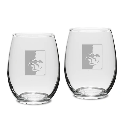 Pittsburg State Gorillas Team Design Two-Piece 15oz. Stemless Wine Glass Set
