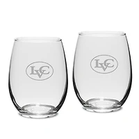Lebanon Valley College Team Design Two-Piece 15oz. Stemless Wine Glass Set