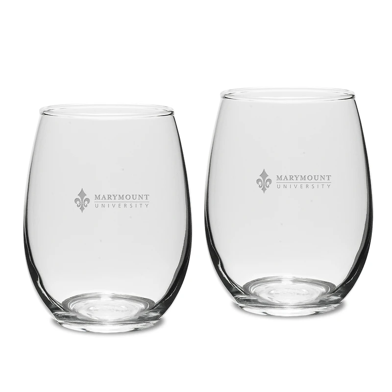 Marymount Saints Team Logo Two-Piece 15oz. Stemless Wine Glass Set
