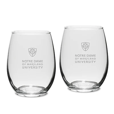 Notre Dame of Maryland Gators Team Design Two-Piece 15oz. Stemless Wine Glass Set
