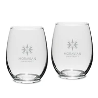 Moravian Greyhounds Team Design Two-Piece 15oz. Stemless Wine Glass Set