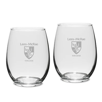 Lees-McRae Bobcats Team Design Two-Piece 15oz. Stemless Wine Glass Set