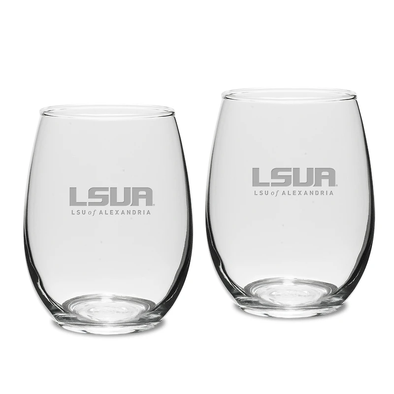 LSUA Generals Team Design Two-Piece 15oz. Stemless Wine Glass Set