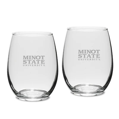 Minot State Beavers Team Design Two-Piece 15oz. Stemless Wine Glass Set