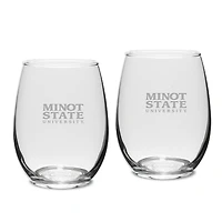 Minot State Beavers Team Design Two-Piece 15oz. Stemless Wine Glass Set
