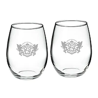Lesley Lynx Team Design Two-Piece 21oz. Stemless Wine Glass Set