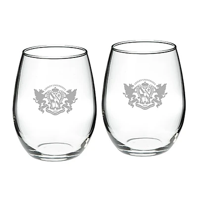 Lesley Lynx Team Design Two-Piece 21oz. Stemless Wine Glass Set