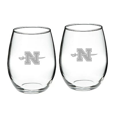 Nicholls State Colonels Team Design Two-Piece 21oz. Stemless Wine Glass Set