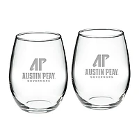 Austin Peay State Governors Team Design Two-Piece 21oz. Stemless Wine Glass Set