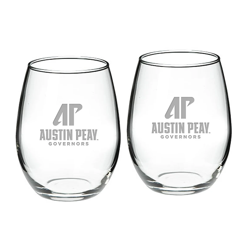 Austin Peay State Governors Team Design Two-Piece 21oz. Stemless Wine Glass Set