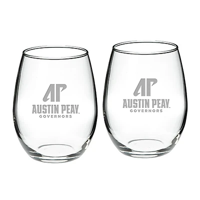Austin Peay State Governors Team Design Two-Piece 21oz. Stemless Wine Glass Set