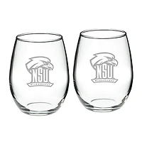 Northeastern State Riverhawks Team Design Two-Piece 21oz. Stemless Wine Glass Set