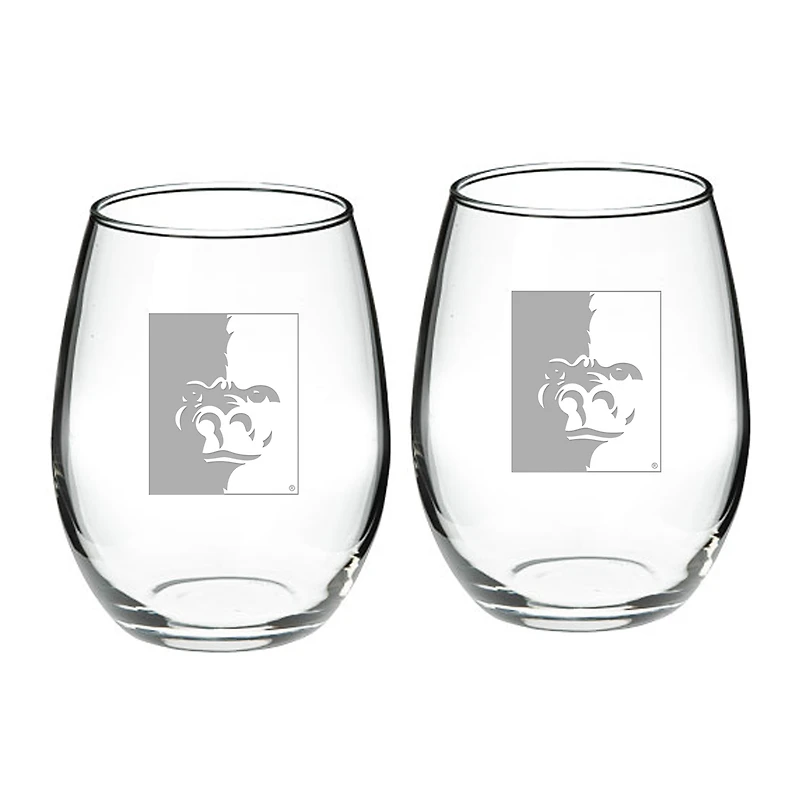 Pittsburg State Gorillas Team Design Two-Piece 21oz. Stemless Wine Glass Set