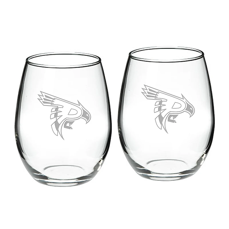 Pierce College Raiders Team Design Two-Piece 21oz. Stemless Wine Glass Set