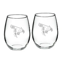 Pierce College Raiders Team Design Two-Piece 21oz. Stemless Wine Glass Set