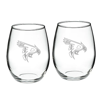 Pierce College Raiders Team Design Two-Piece 21oz. Stemless Wine Glass Set