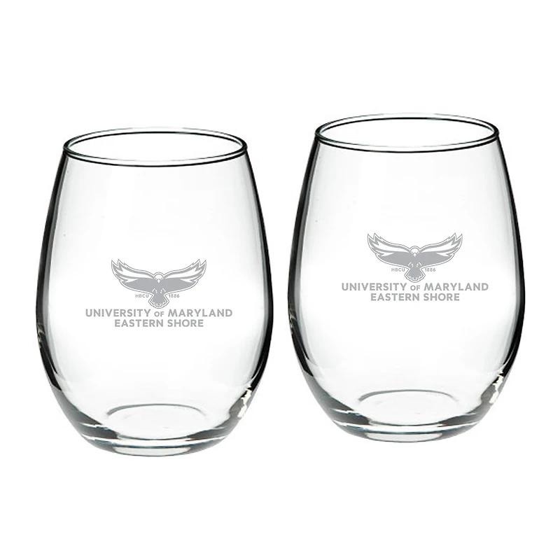 Maryland Eastern Shore Hawks Team Design Two-Piece 21oz. Stemless Wine Glass Set
