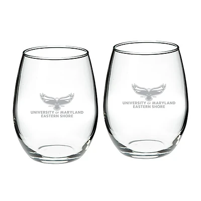Maryland Eastern Shore Hawks Team Design Two-Piece 21oz. Stemless Wine Glass Set