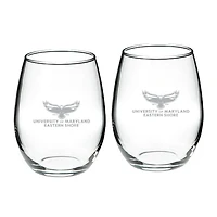 Maryland Eastern Shore Hawks Team Design Two-Piece 21oz. Stemless Wine Glass Set