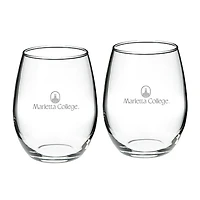 Marietta College Pioneers Team Logo Two-Piece 21oz. Stemless Wine Glass Set