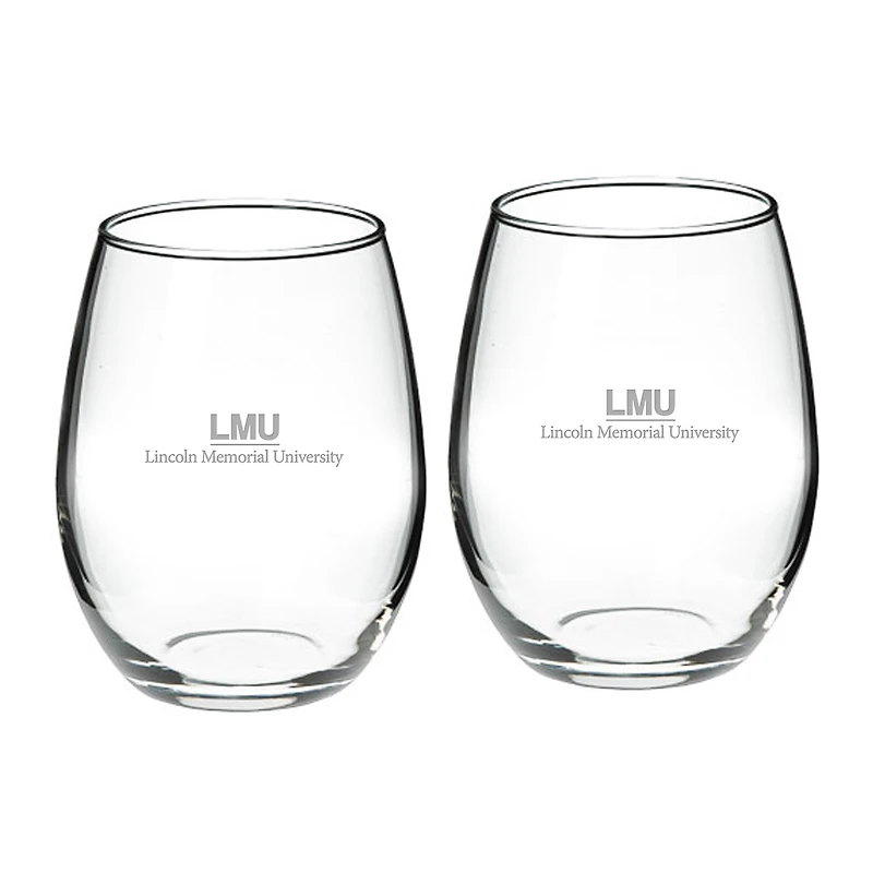Lincoln Memorial Railsplitters Team Design Two-Piece 21oz. Stemless Wine Glass Set