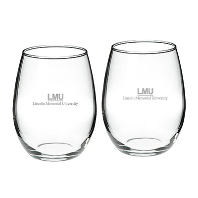 Lincoln Memorial Railsplitters Team Design Two-Piece 21oz. Stemless Wine Glass Set