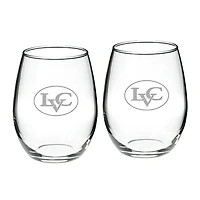 Lebanon Valley College Team Design Two-Piece 21oz. Stemless Wine Glass Set