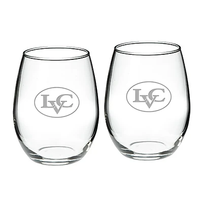 Lebanon Valley College Team Design Two-Piece 21oz. Stemless Wine Glass Set