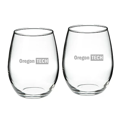 Oregon Tech Hustlin' Owls Team Design Two-Piece 21oz. Stemless Wine Glass Set